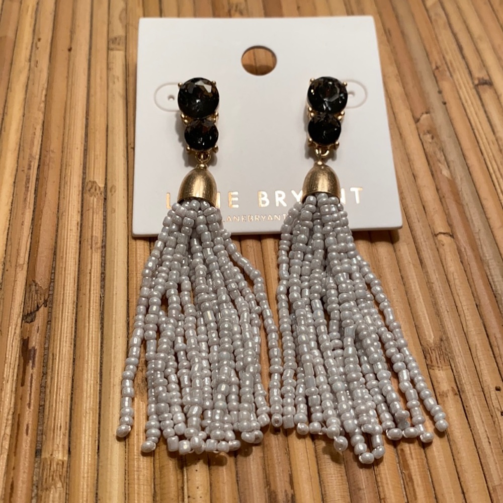 Black gem pearlized seed bead dangle earrings bead dangle boho elegant earrings